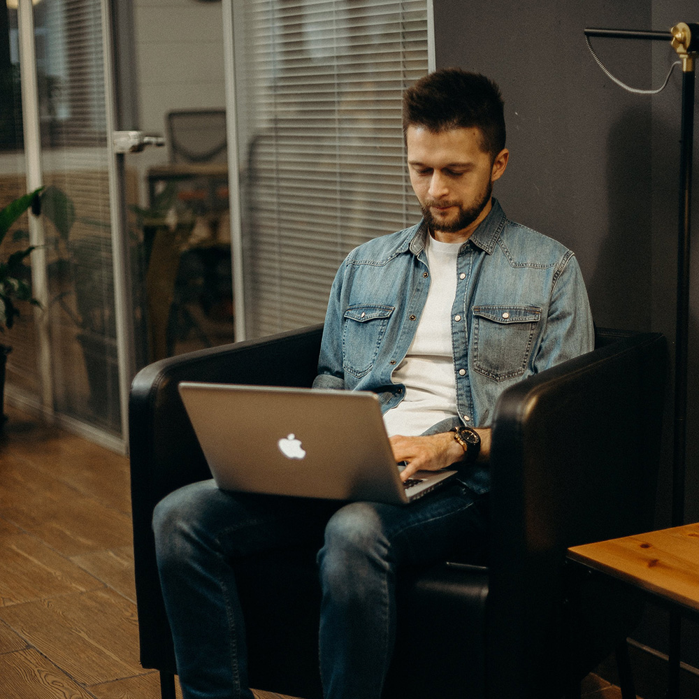 mcbook, working, guy, office